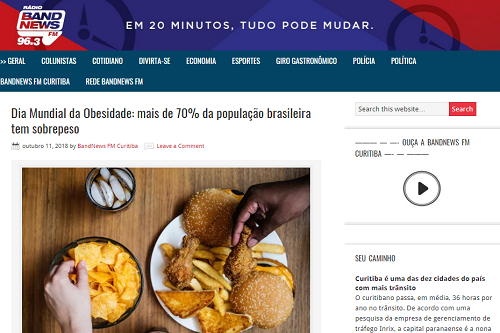 BandNewsFm Curitiba fala sobre o combate à obesidade